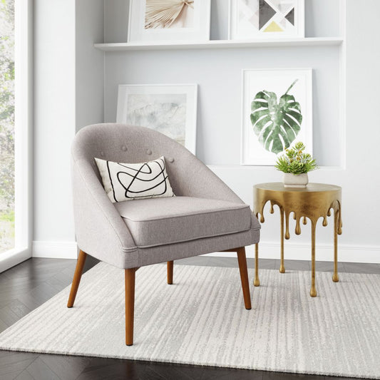 beige fabric accent chair