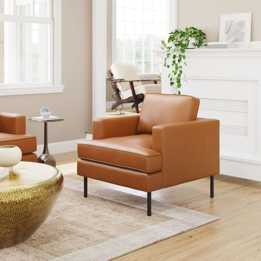 brown leather accent chair