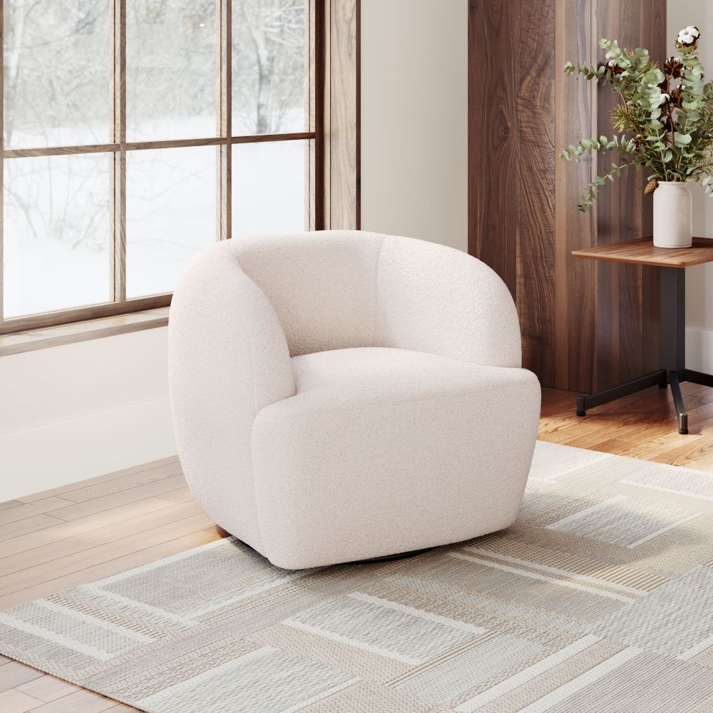 white fabric accent chair