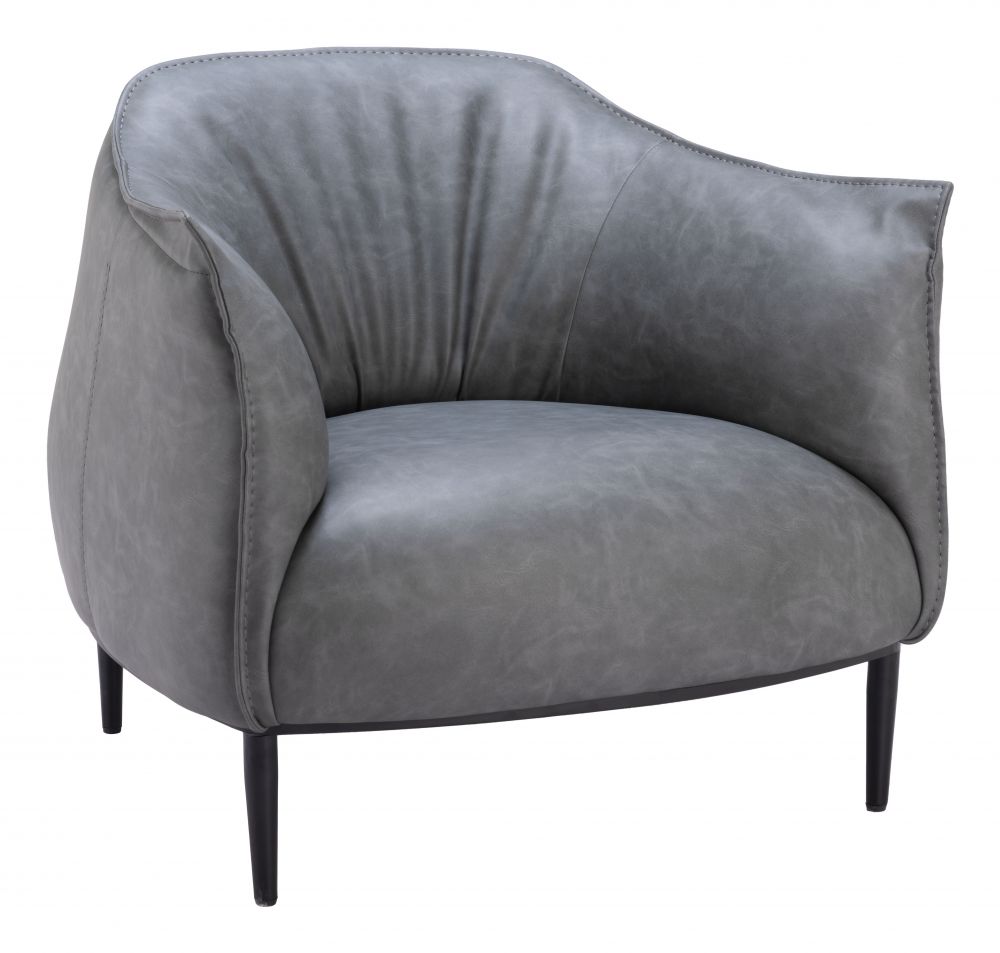 grey leather accent chair