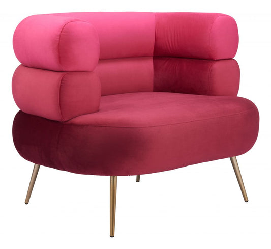 red fabric accent chair