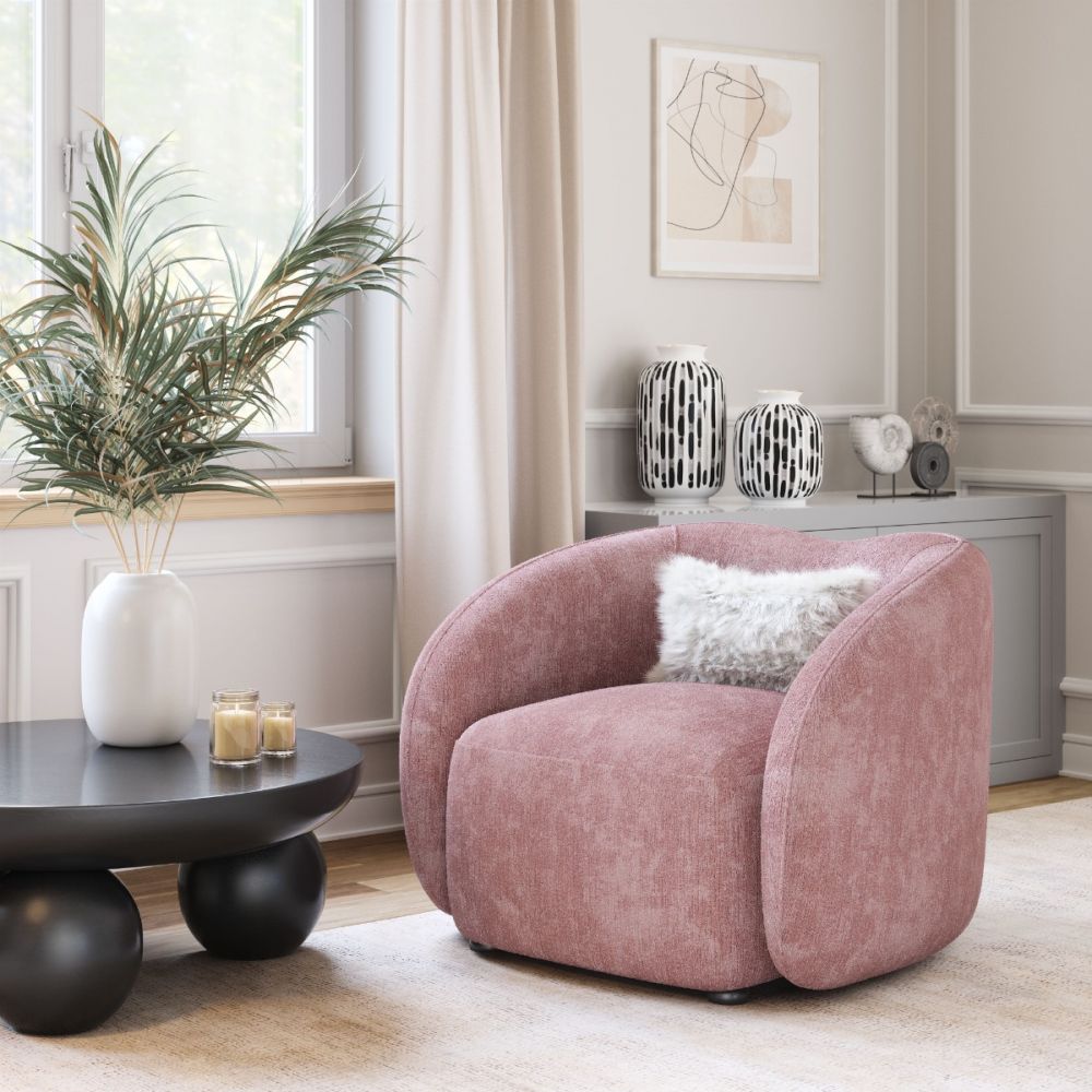 pink fabric accent chair