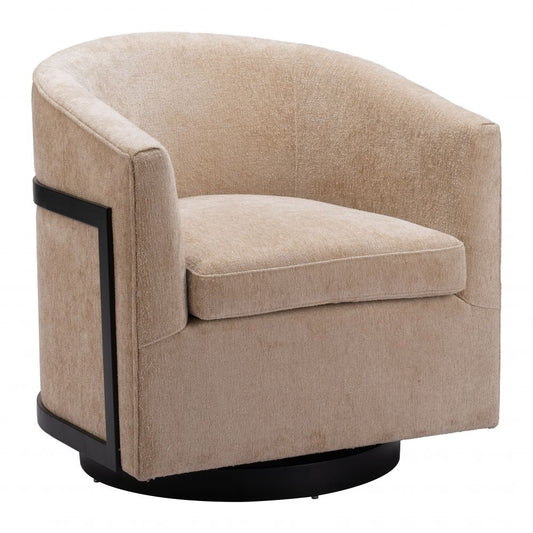 beige fabric accent chair