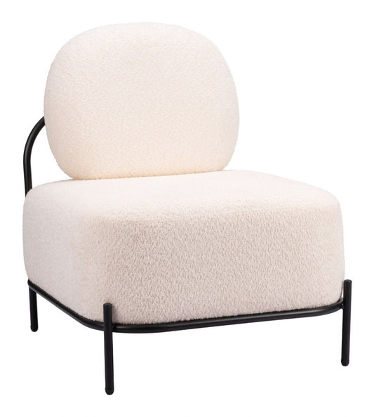 white fabric accent chair