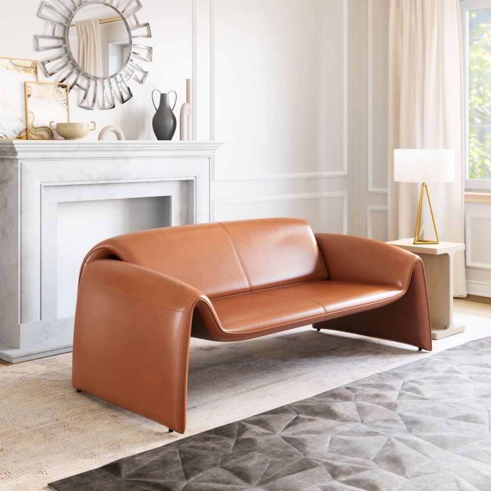 brown leather sofa