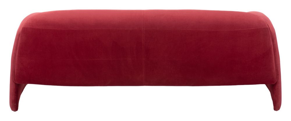 red fabric sofa