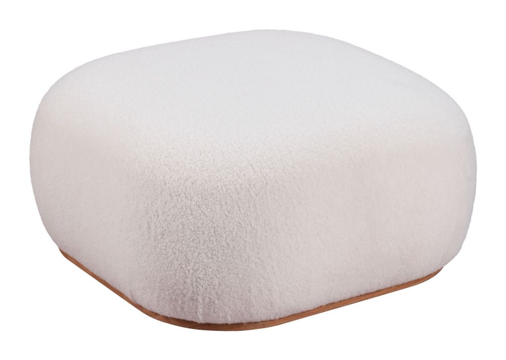 cream boucle fabric ottoman