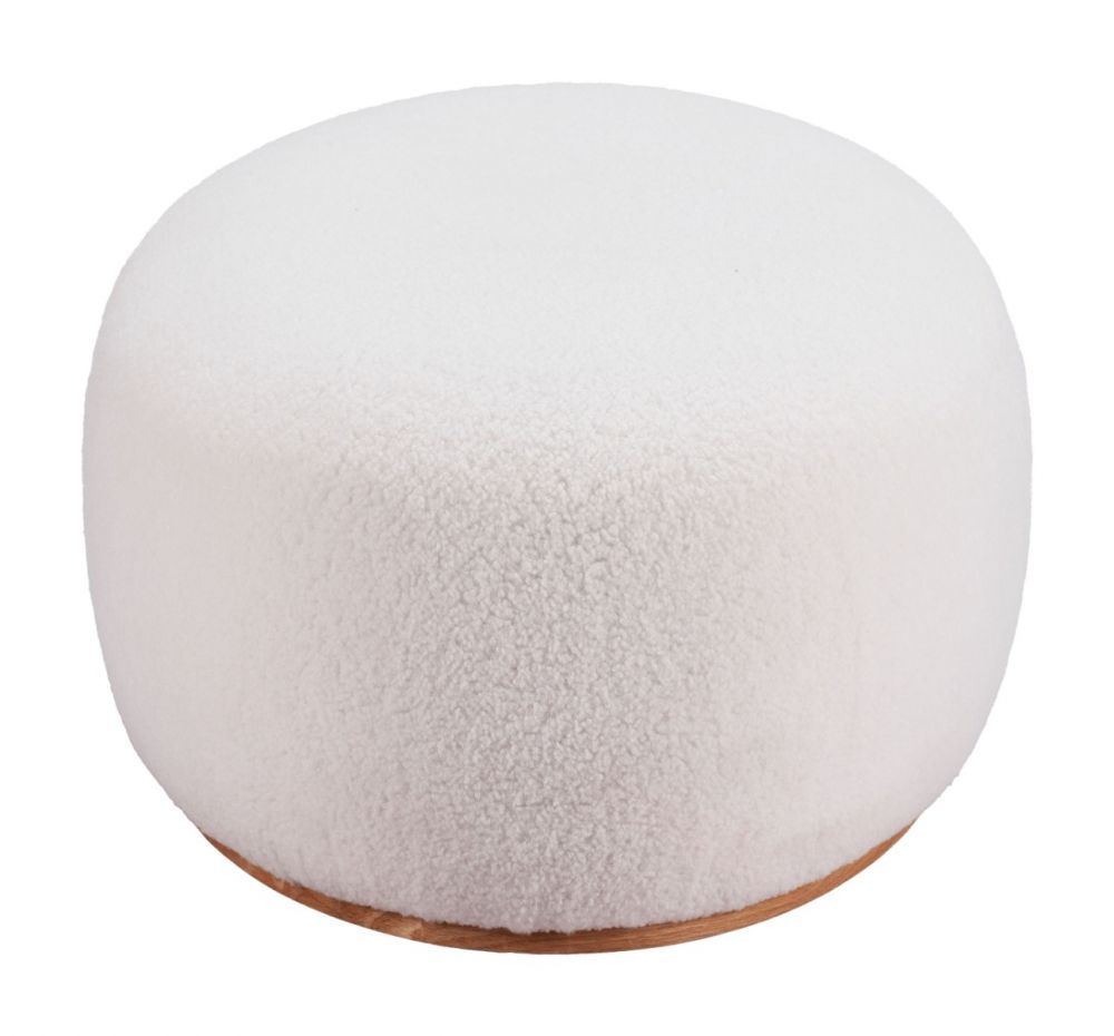 cream boucle fabric ottoman