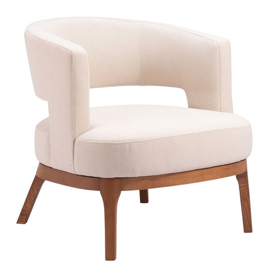 beige fabric accent chair