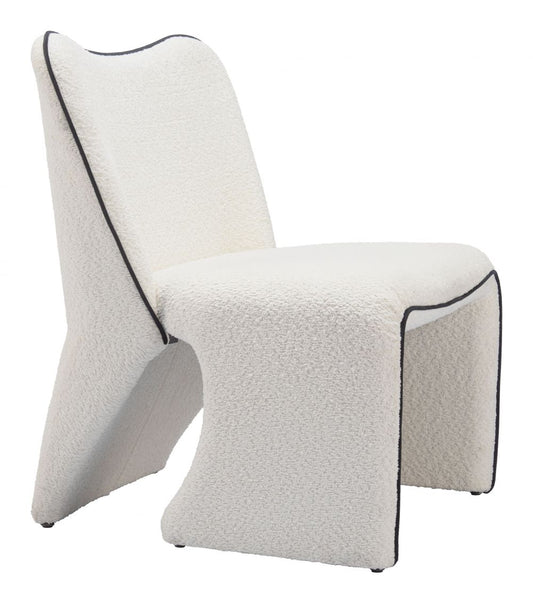 white fabric accent chair