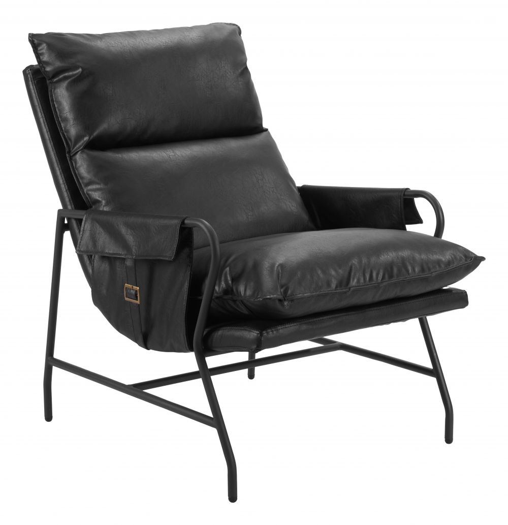 black leather accent chair