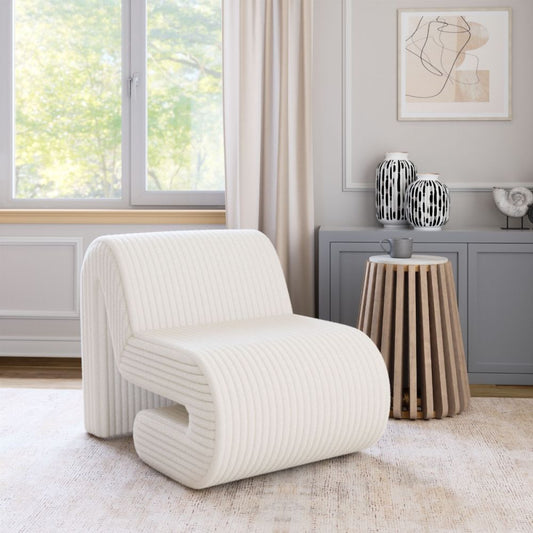 white fabric accent chair