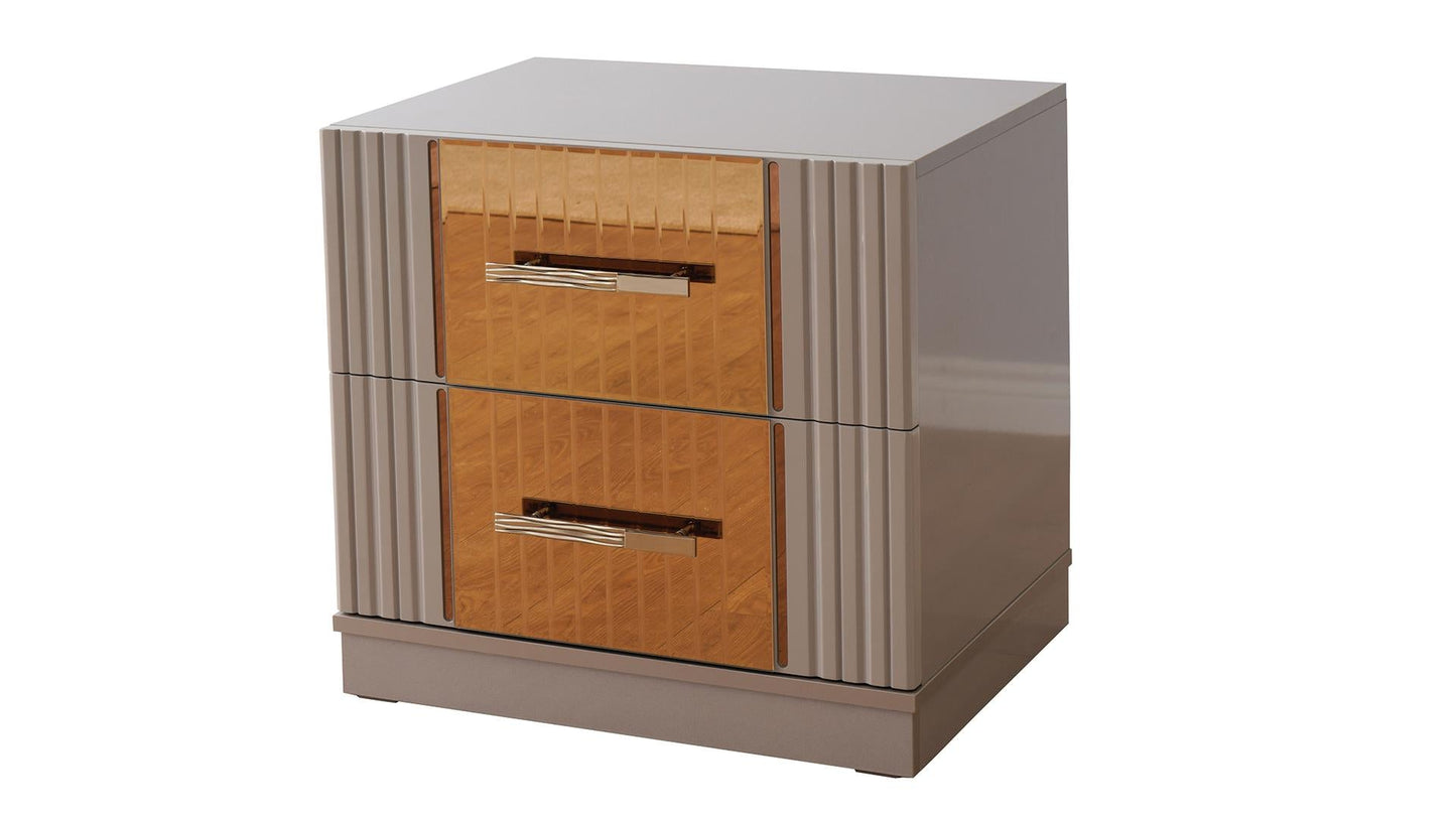 grey and golden nightstand