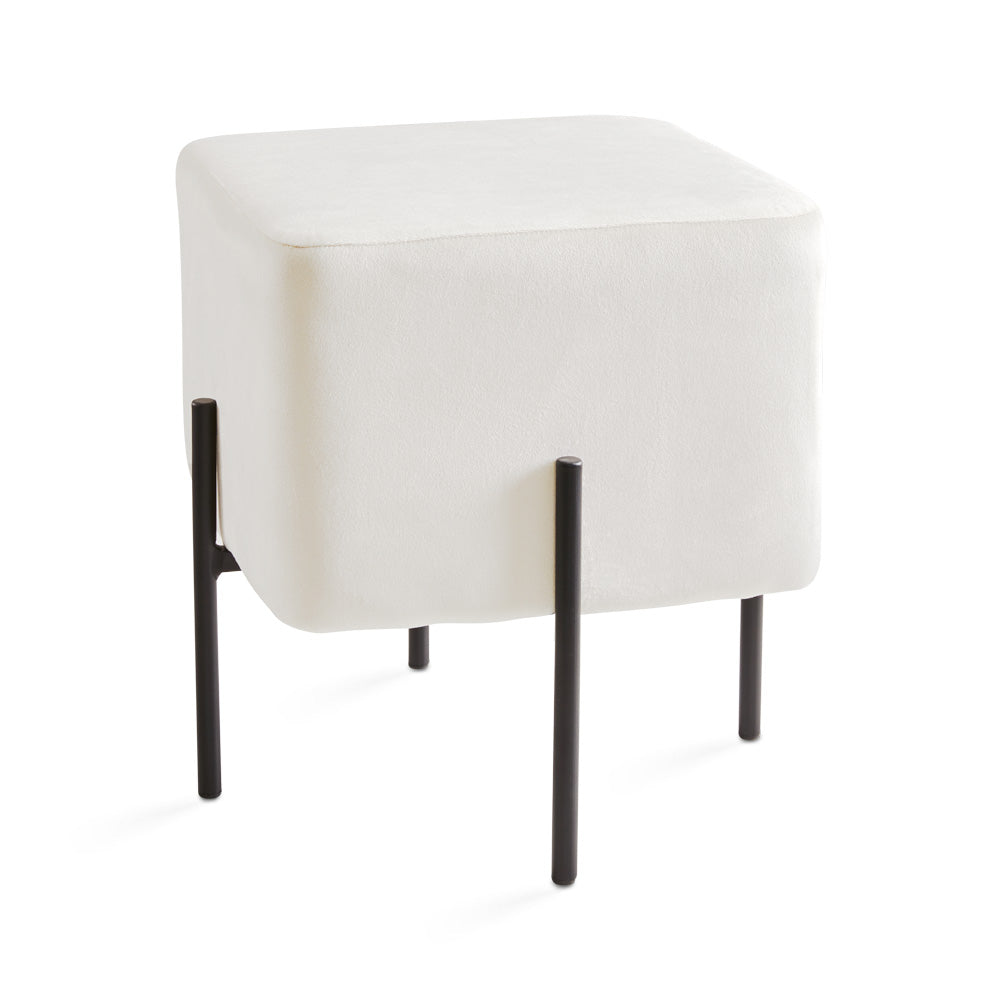 white fabric ottoman