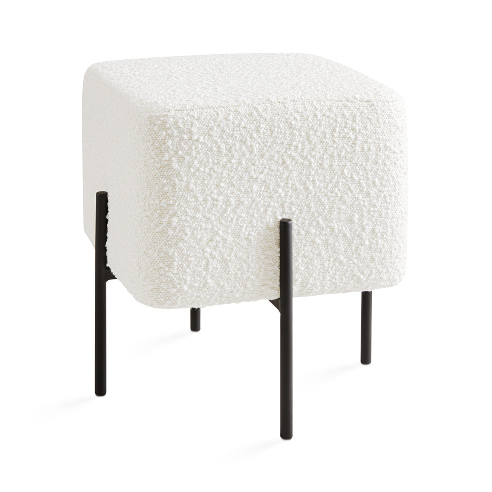 white fabric ottoman