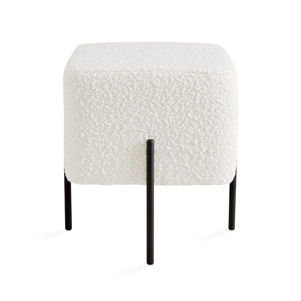 white fabric ottoman