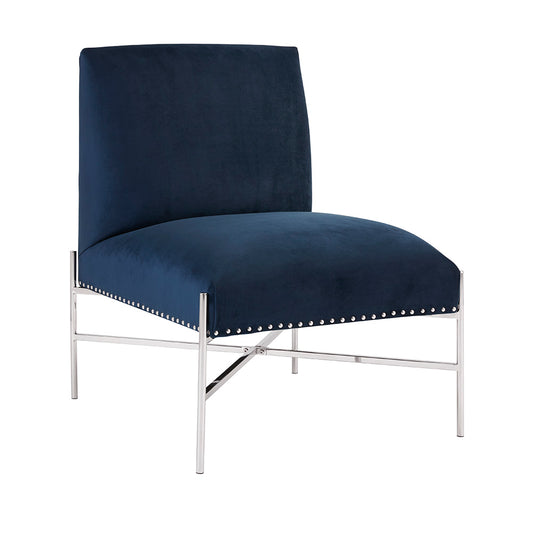 blue fabric accent chair