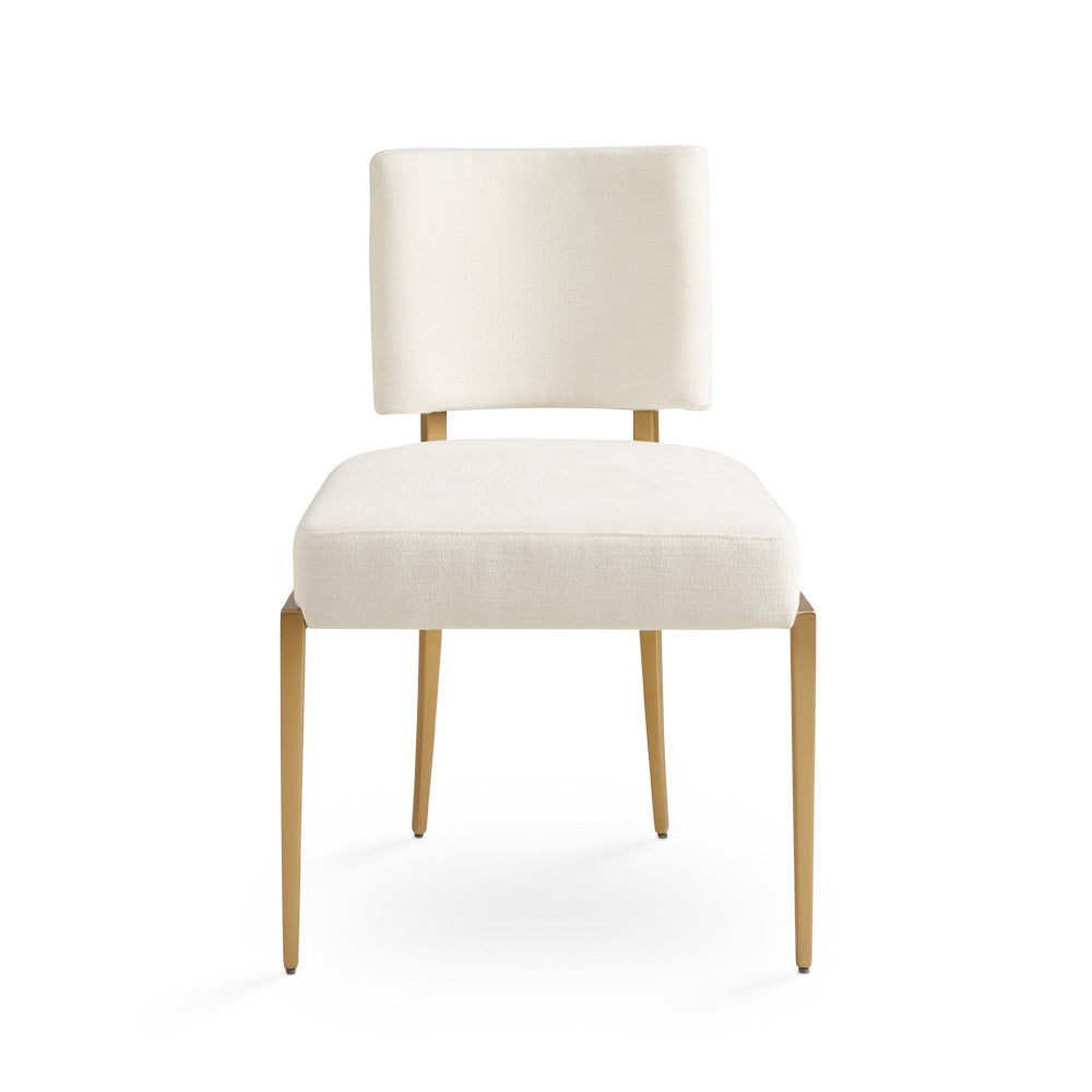 white arm less dining chair