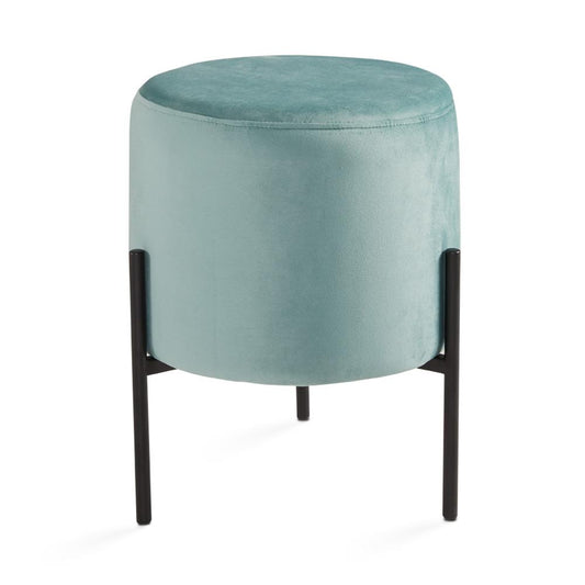 blue fabric ottoman