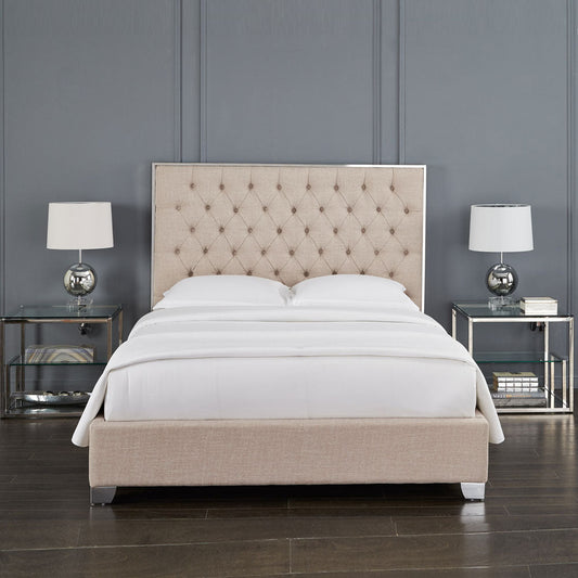 beige single bed