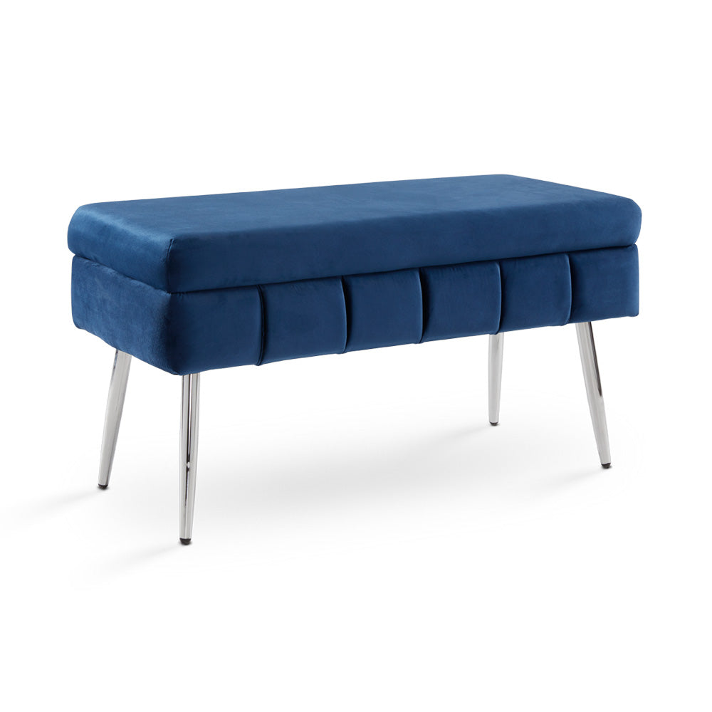 blue fabric bench