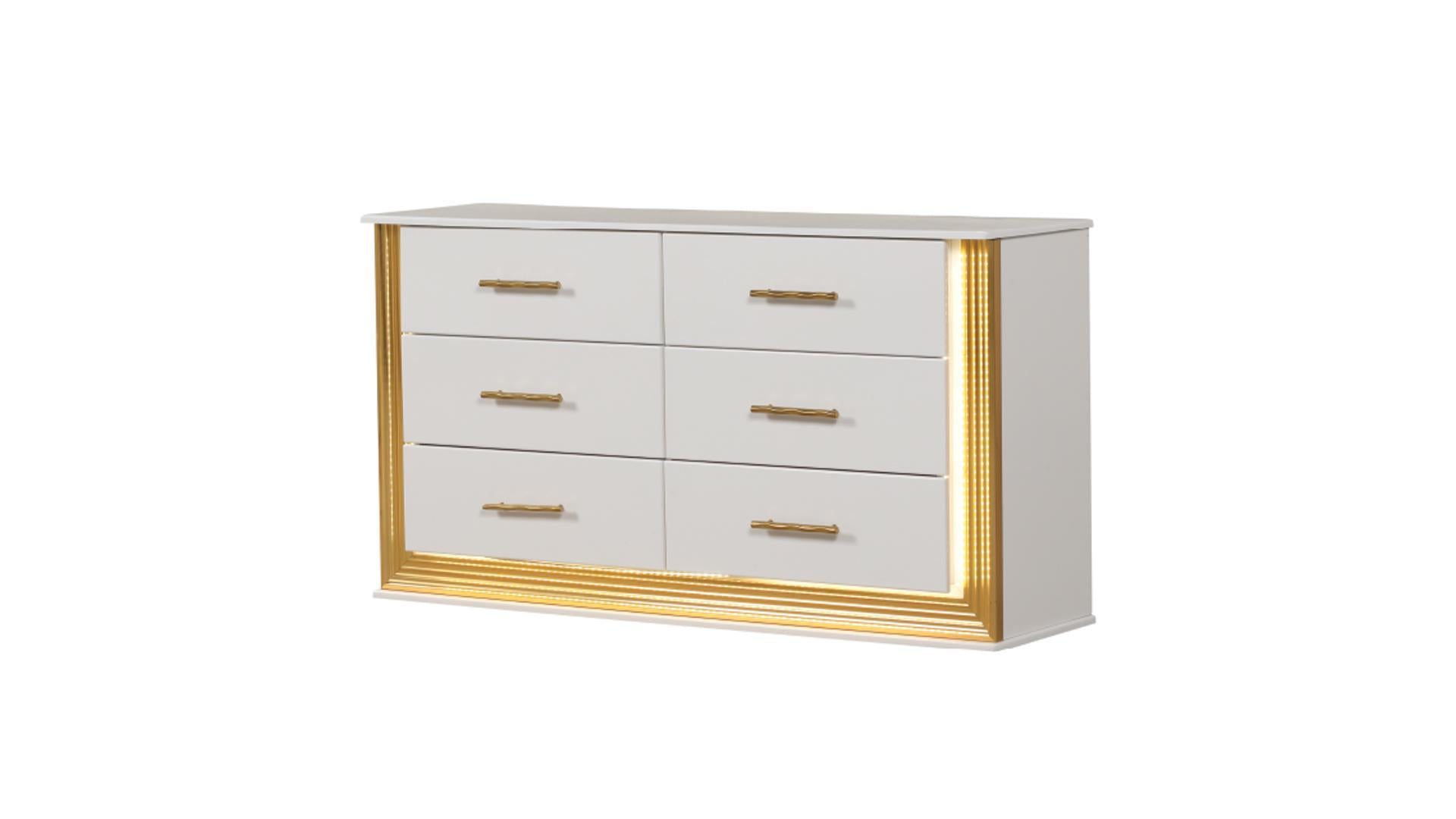 white and golden dresser