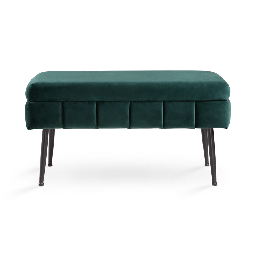 green fabric bench