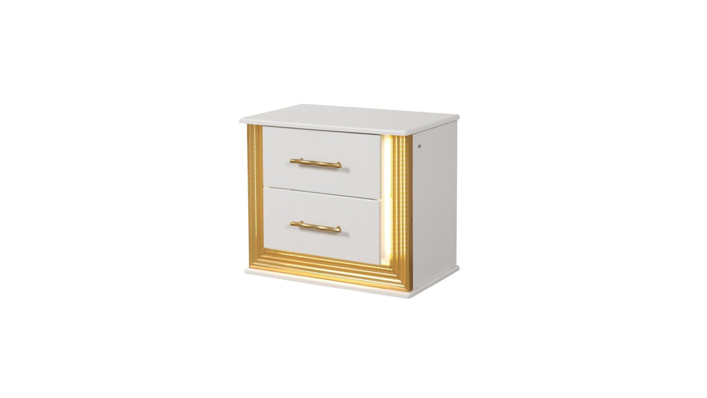 white and golden nightstand