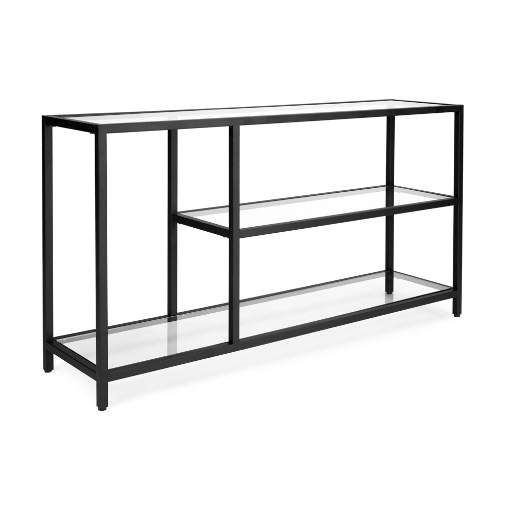 black glass console table