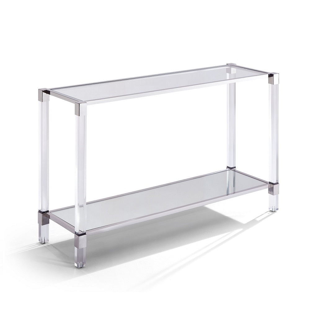 silver glass console table