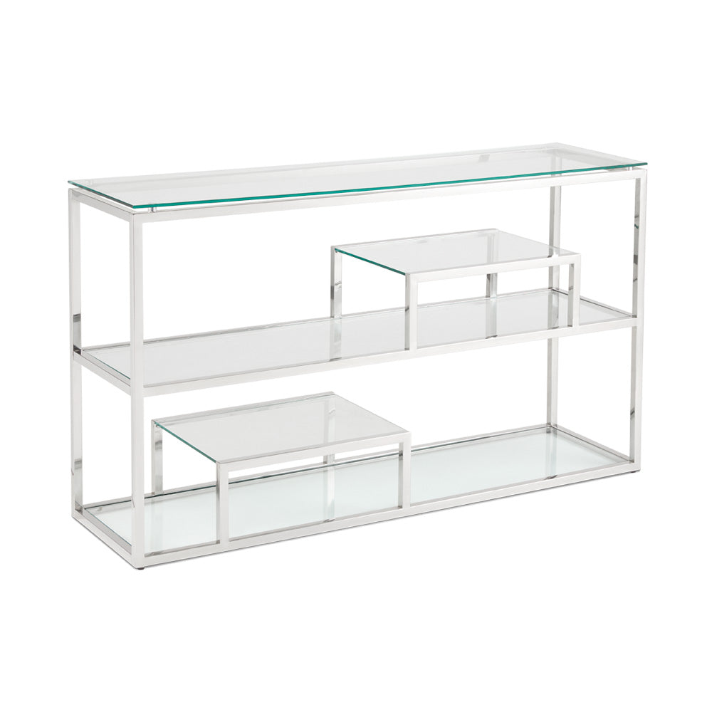 silver glass console table