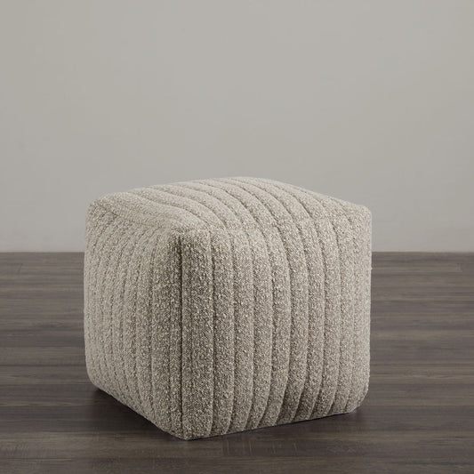 taupe Boucle Fabric ottoman