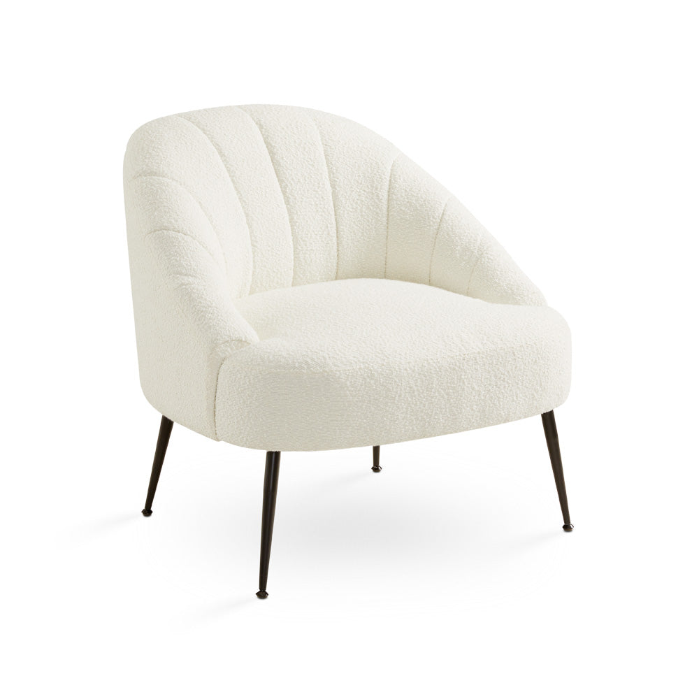 white fabric accent chair