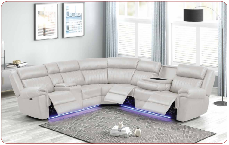 white leather recliner sectional