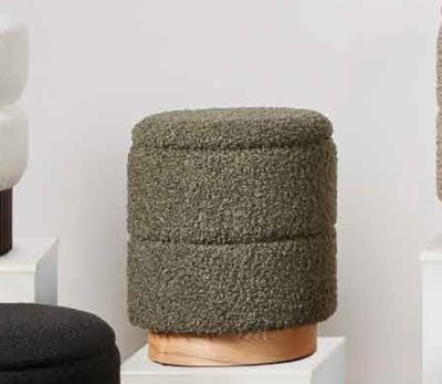 green fabric ottoman