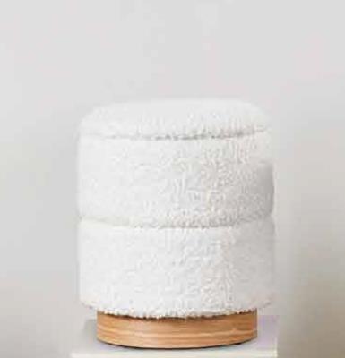 white fabric ottoman