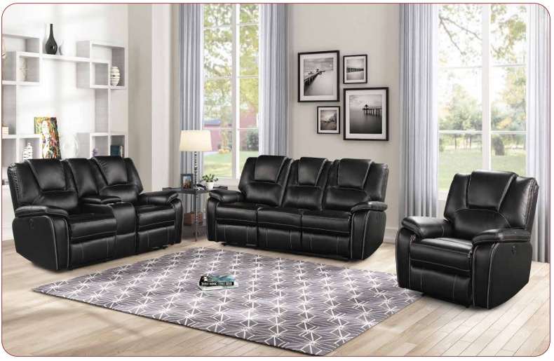 black leather recliner sofa set