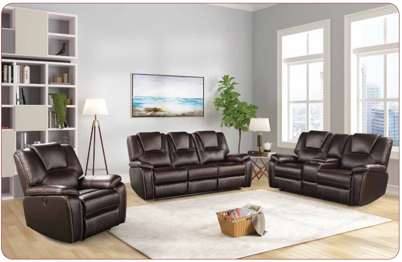 brown leather recliner sofa set