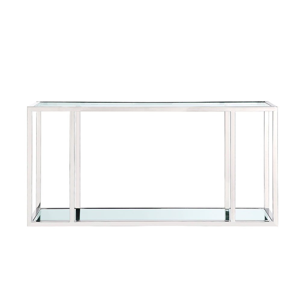 silver glass console table