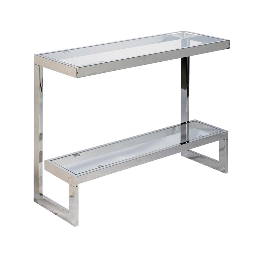 silver glass console table