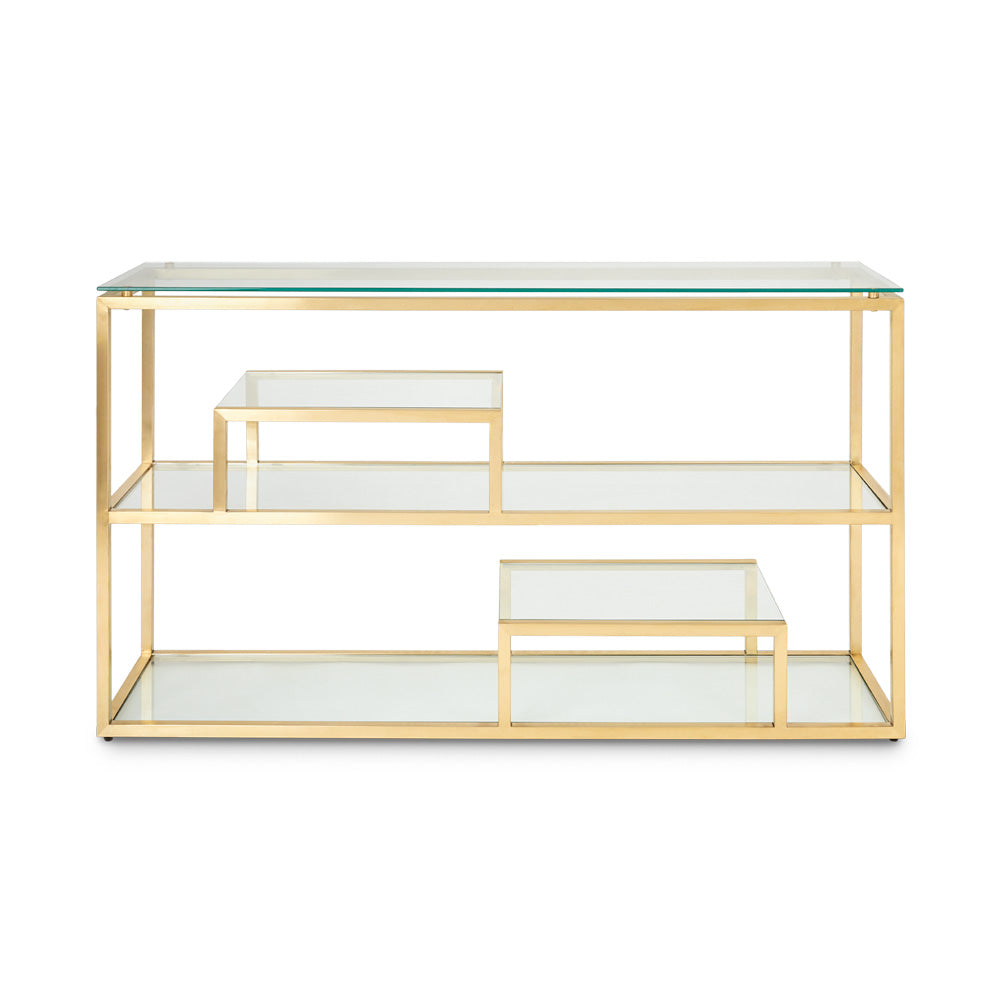 gold glass console table