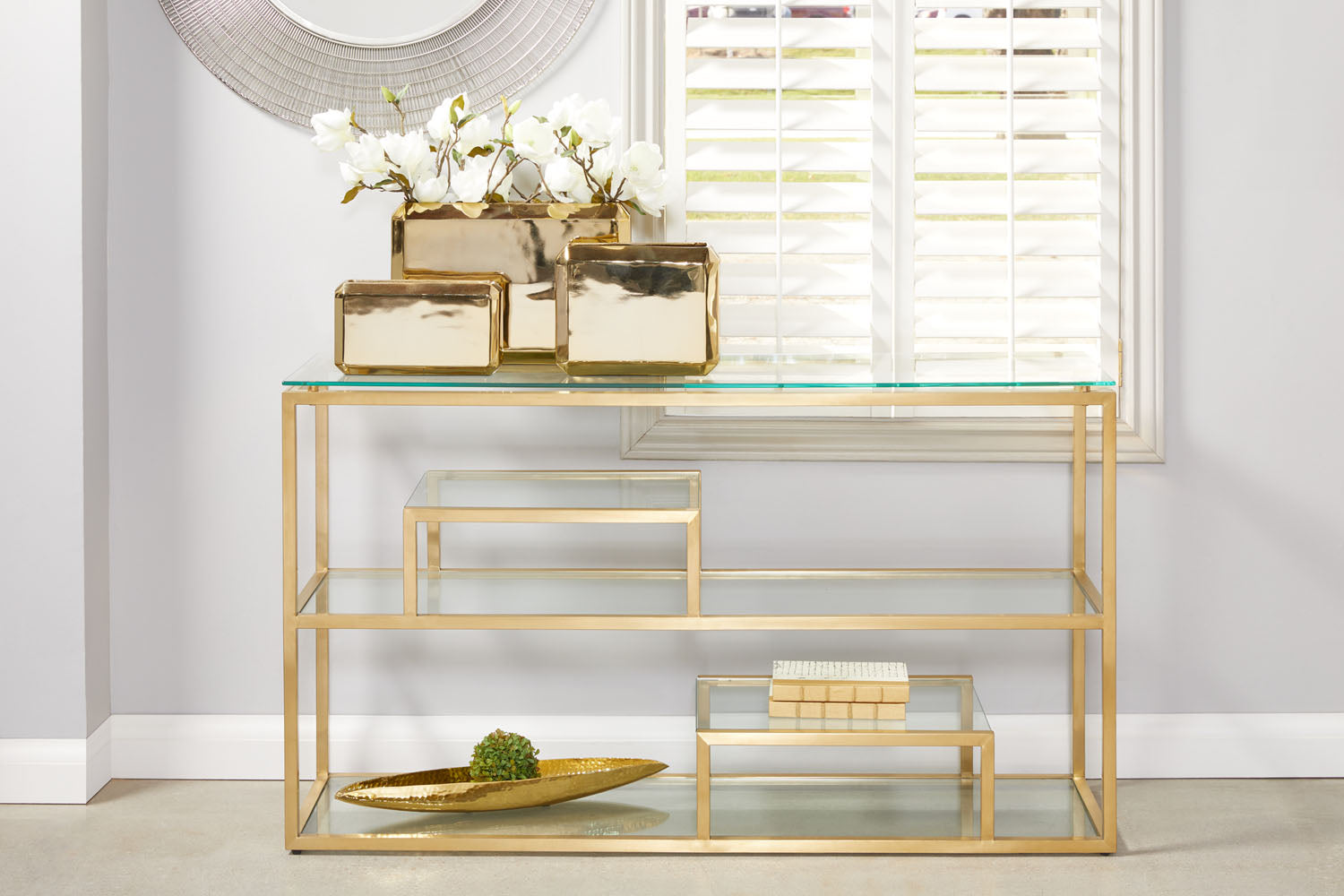 glass console table