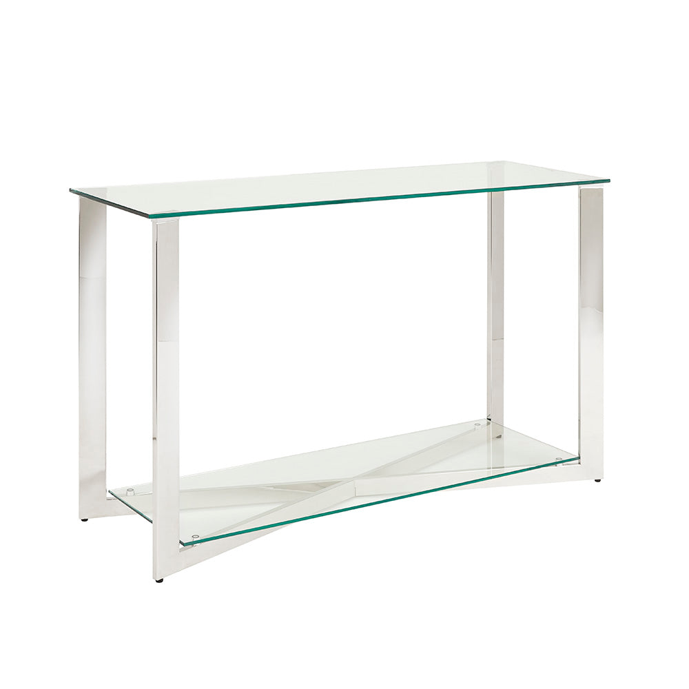 silver glass console table