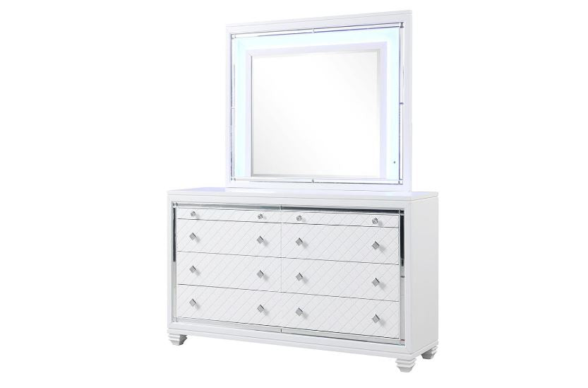 white dresser and mirror