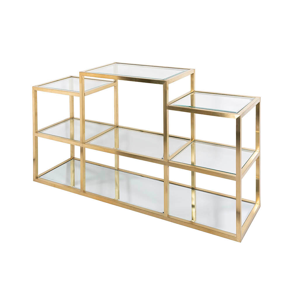 gold glass console table