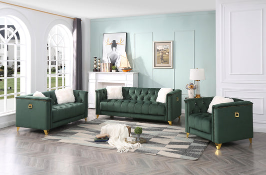 green fabric sofa set