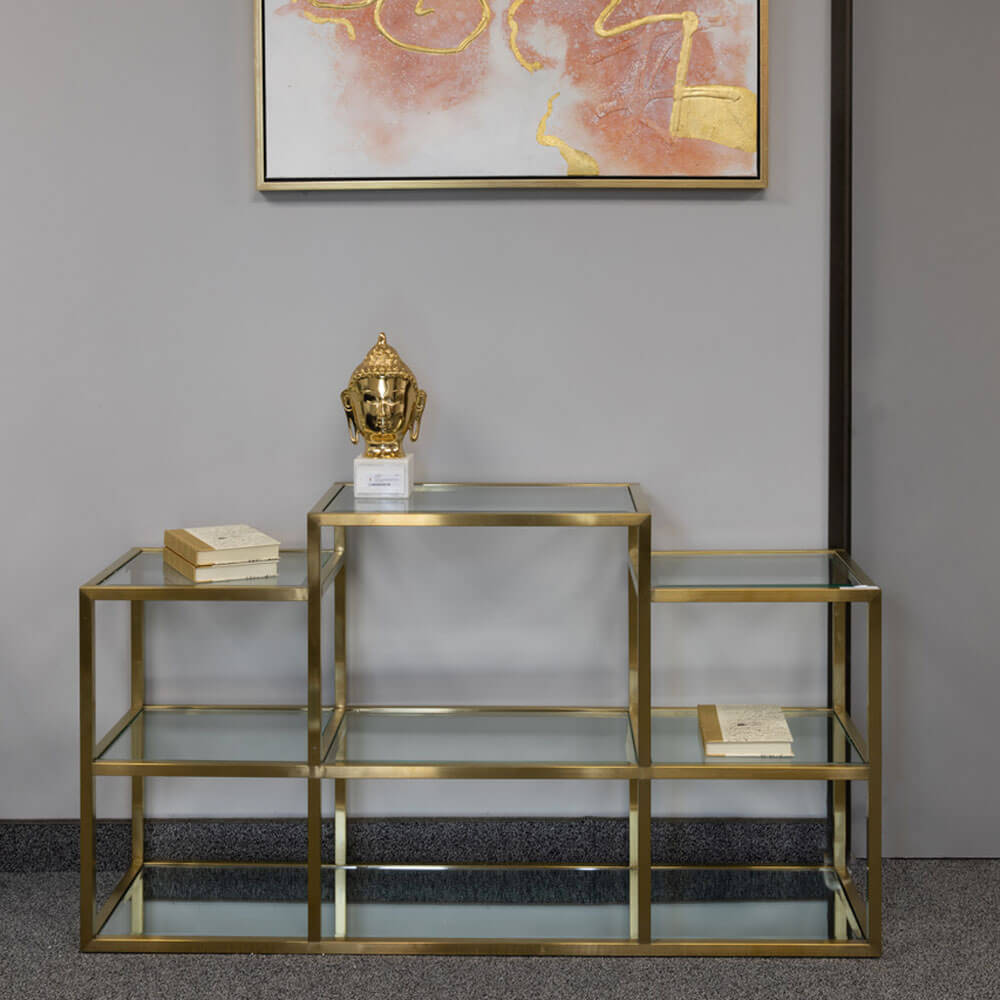 glass console table