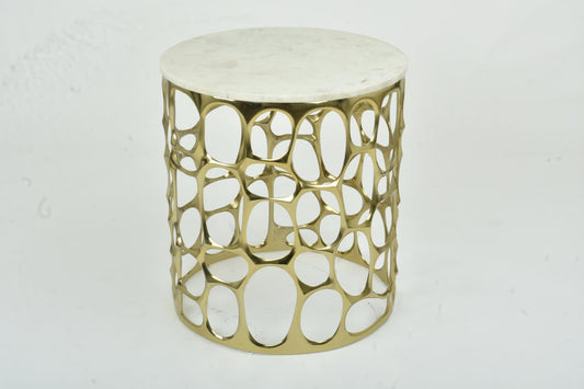 white and gold side table