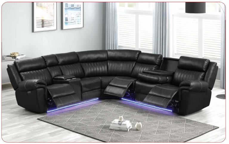 black leather recliner sectional