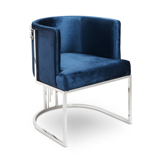 blue fabric accent chair